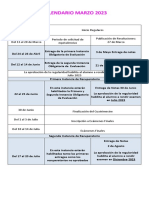 Calendario 1º Cuatri Distancia - Marzo 2023 - Fechas Importantes