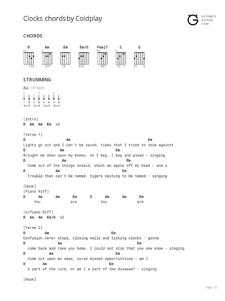 Clocks Chords PDF