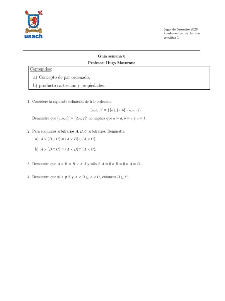 Fundamentos de Matemática: Guía Semana 6 | PDF