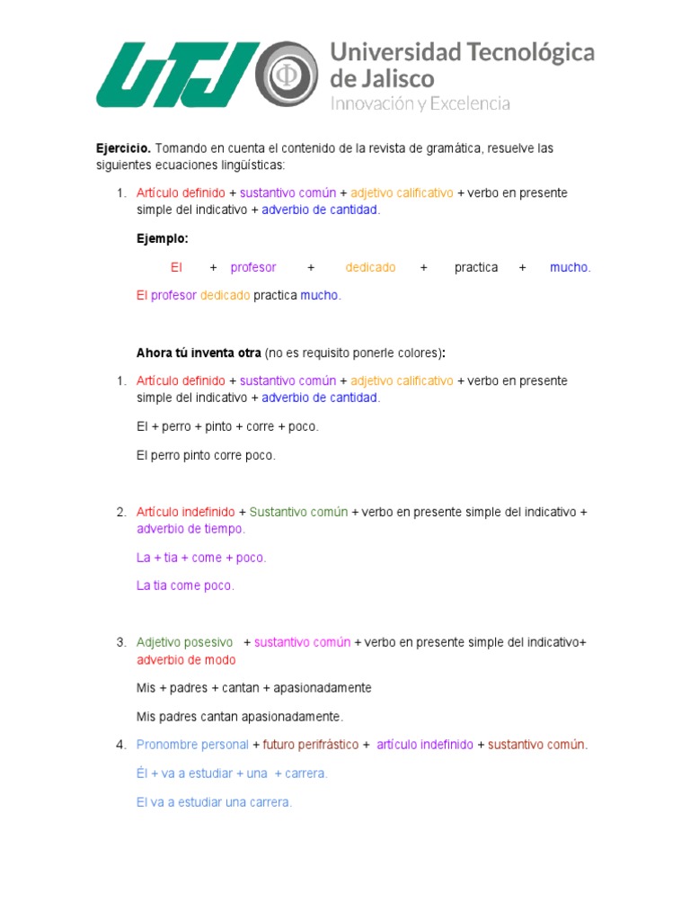 Ejercicios de Estructura Lingüística | PDF | Artes del Lenguaje y ...