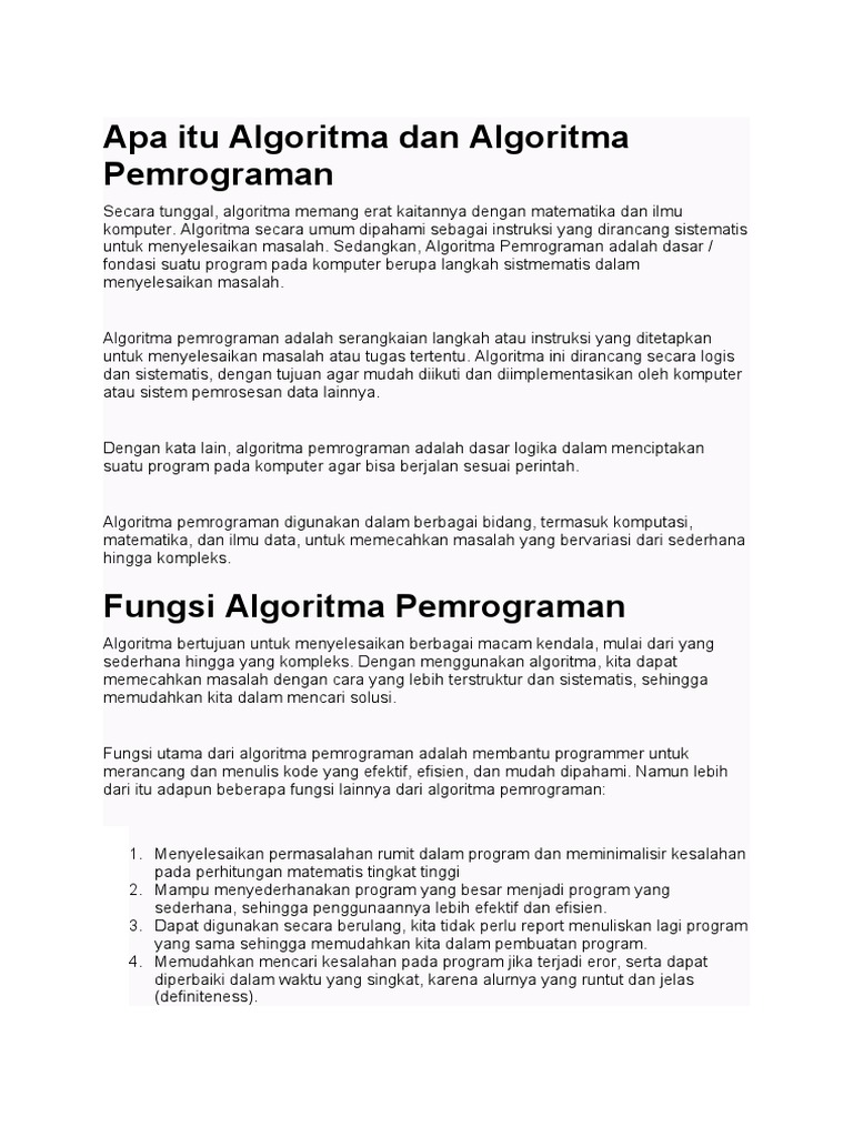 Apa Itu Algoritma Dan Algoritma Pemrograman | PDF
