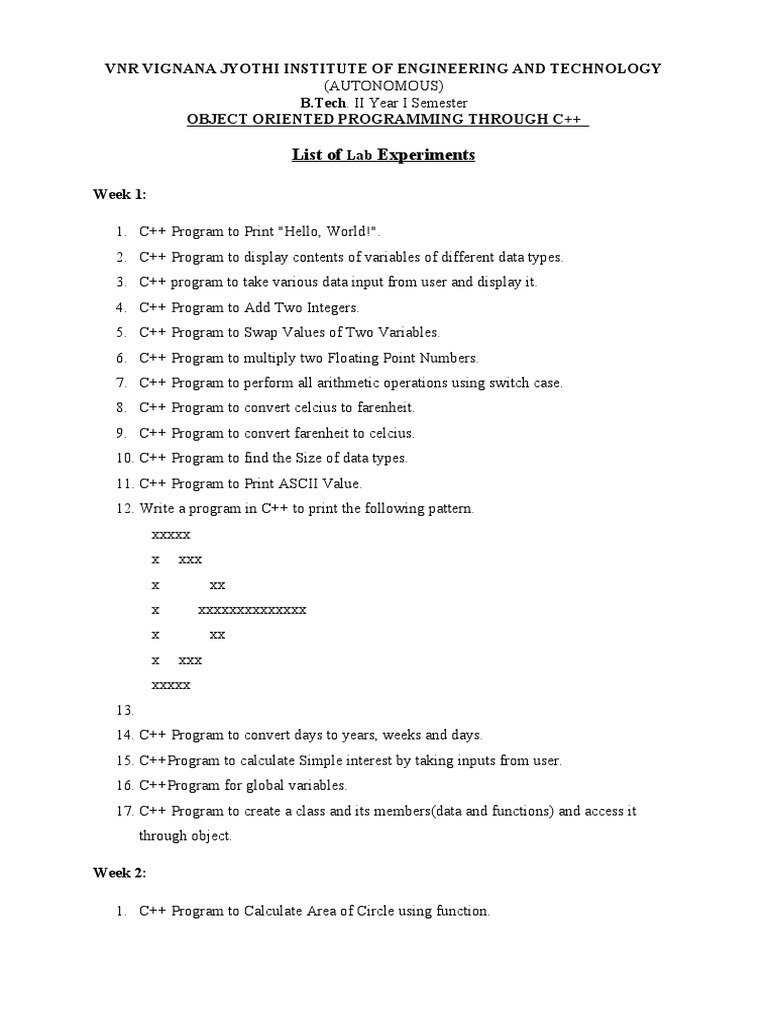 List of Experiments CPP | PDF | C++ | Programming