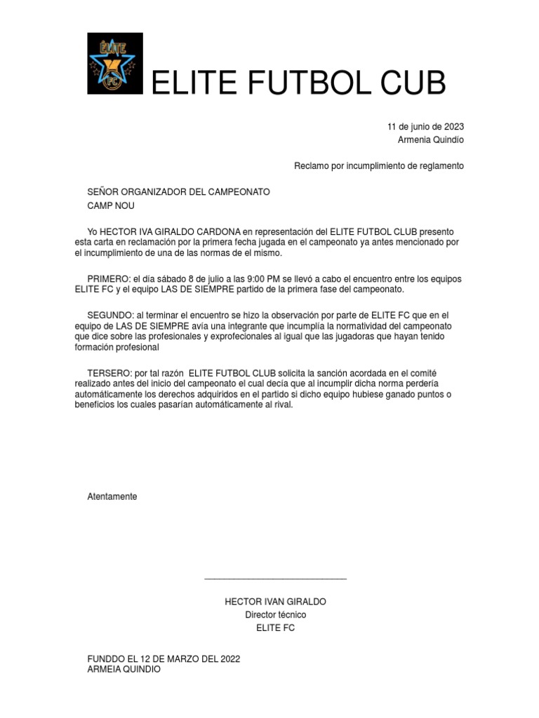 Carta Reclamo Partido PDF