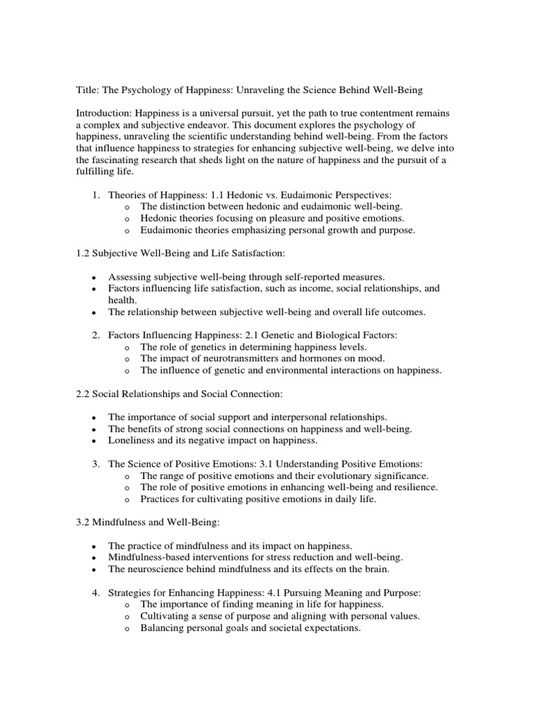 The Psychology Of Happiness Pdf Happiness Well Being