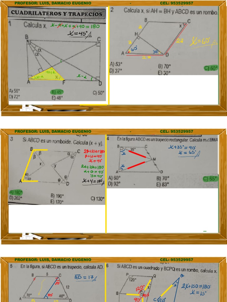 Geometría Cuadrilateros Intermedio PDF