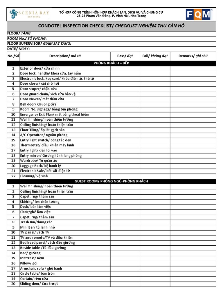 FQM-Condotel Inspection Checklist | PDF
