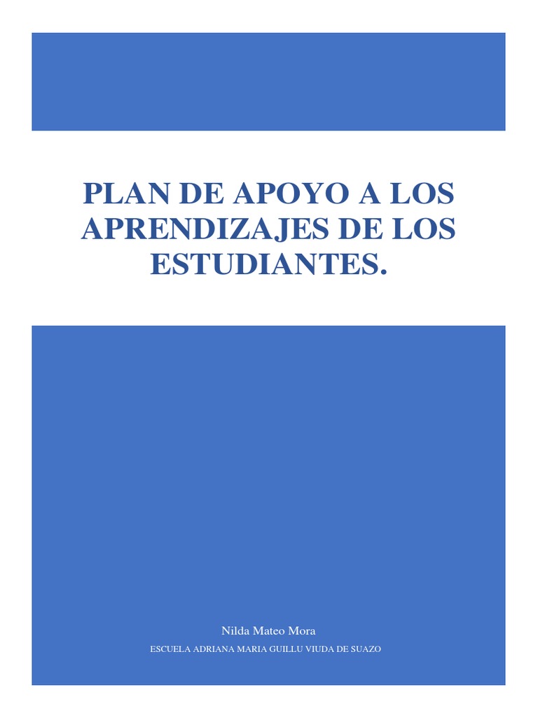 Plan de Apoyo A Los Aprendizajes | PDF | Evaluación | Método científico