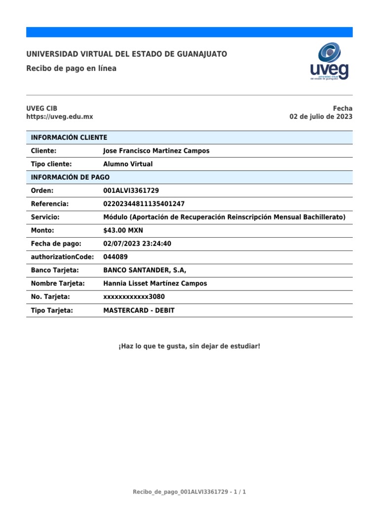 Recibo de Pago 001ALVI3361729 | PDF