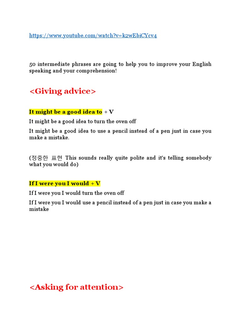 50 Intermediate English Phrases Explained | PDF | Self-Improvement