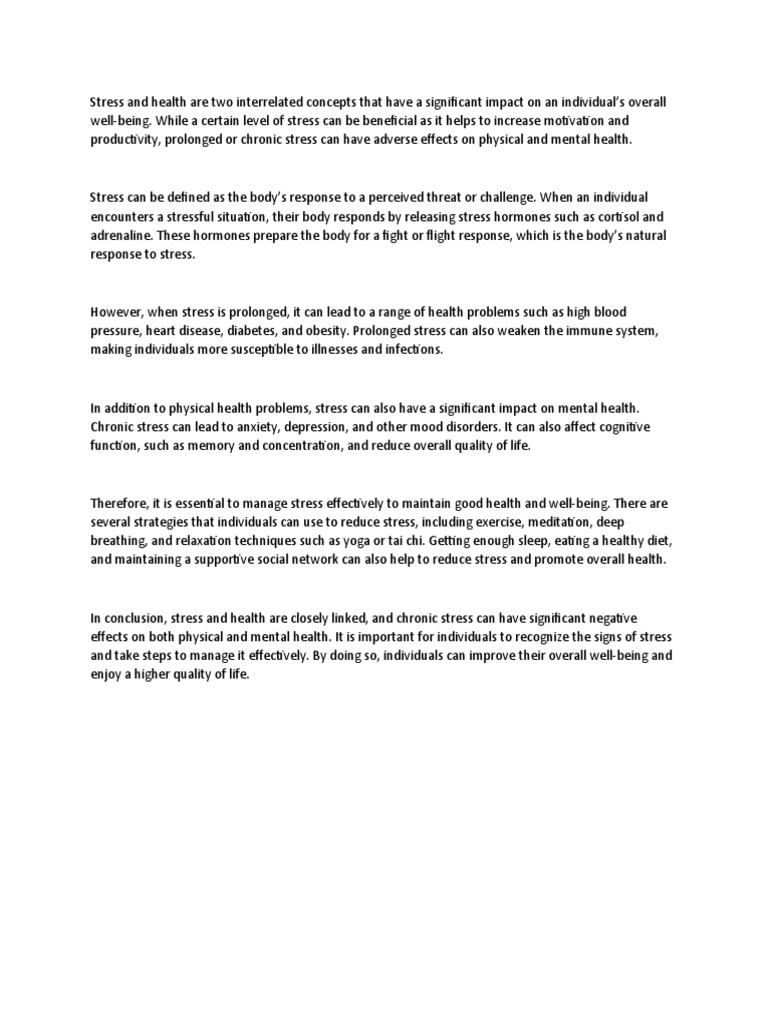 Stress and Health PDF