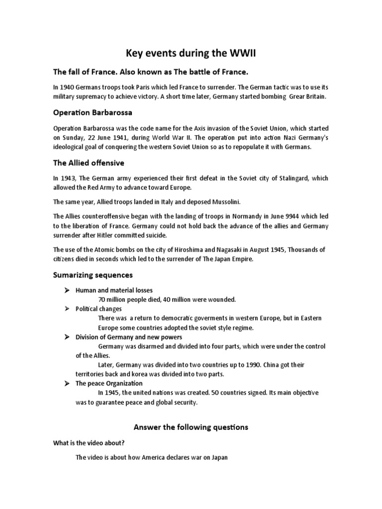 WWII Key Events & Aftermath | PDF | World War II | Allies Of World War II
