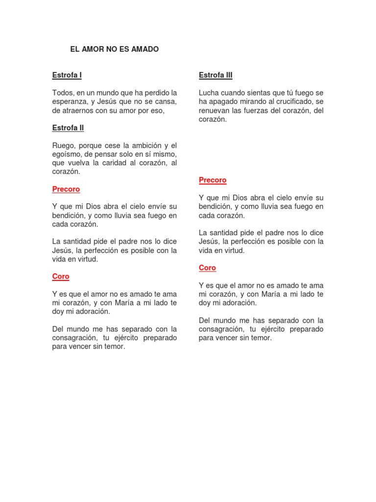 Himno El Amor No Es Amado | PDF