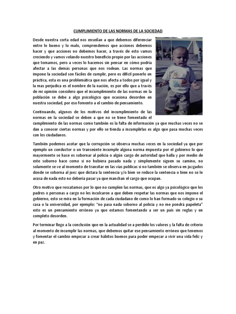 CUMPLIMIENTO DE LAS NORMAS DE LA SOCIEDAD Columna de Opinion ... 