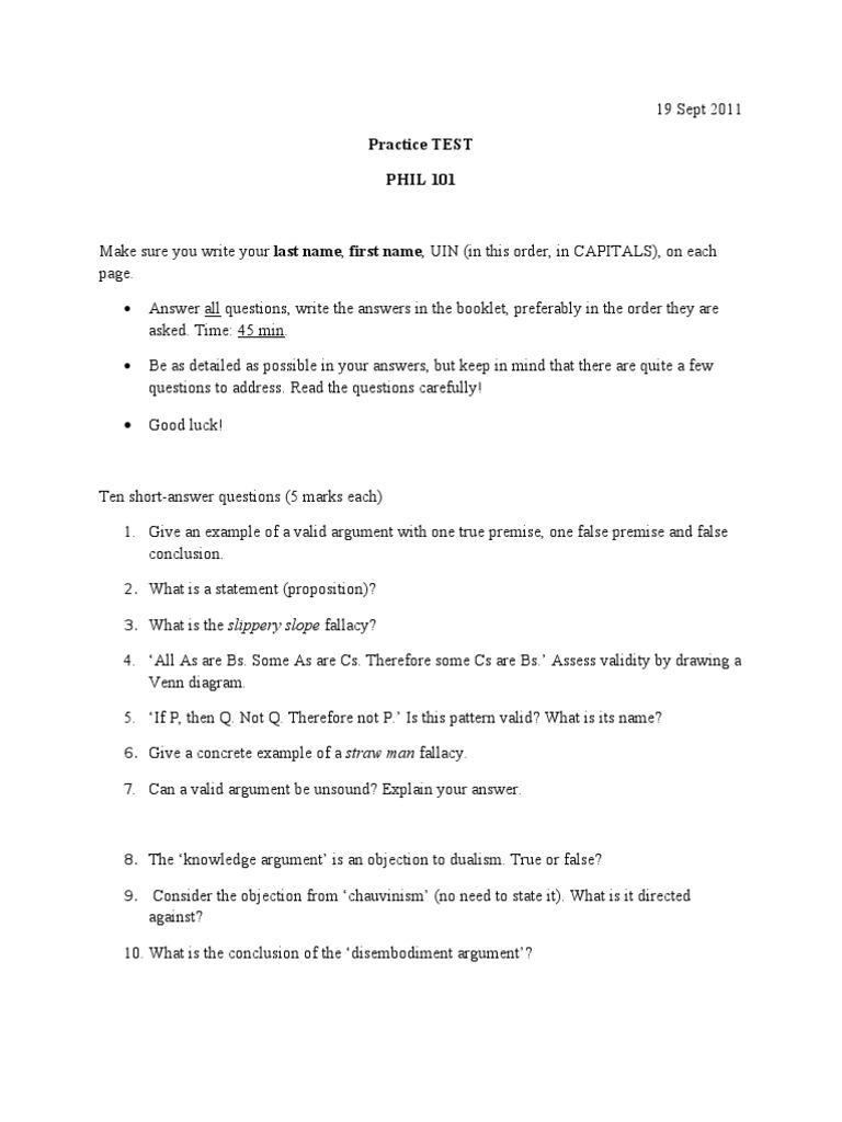 101 Practice TEST One1 | PDF