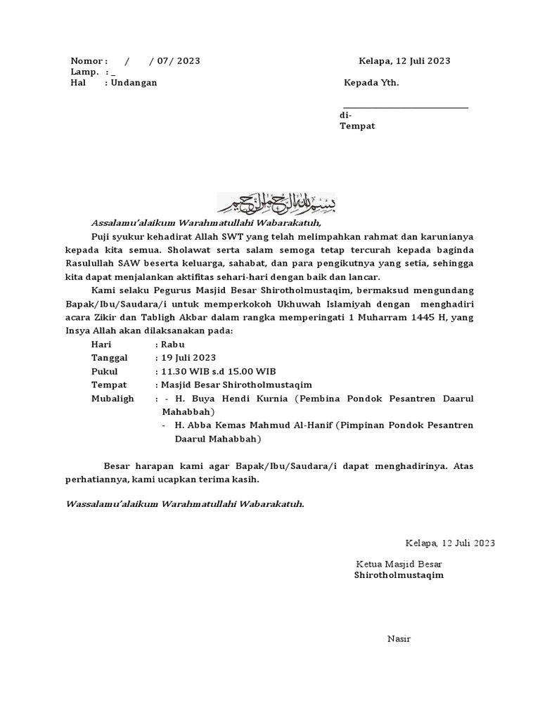 Undangan Masjid | PDF