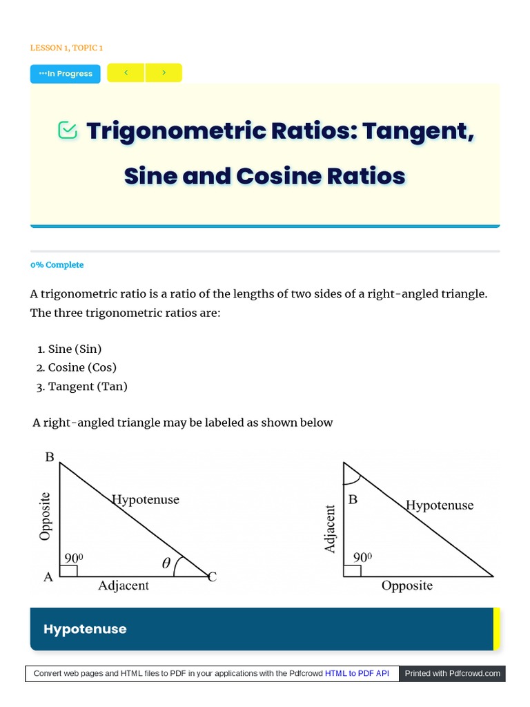 Trigonometry Basics for Students | PDF