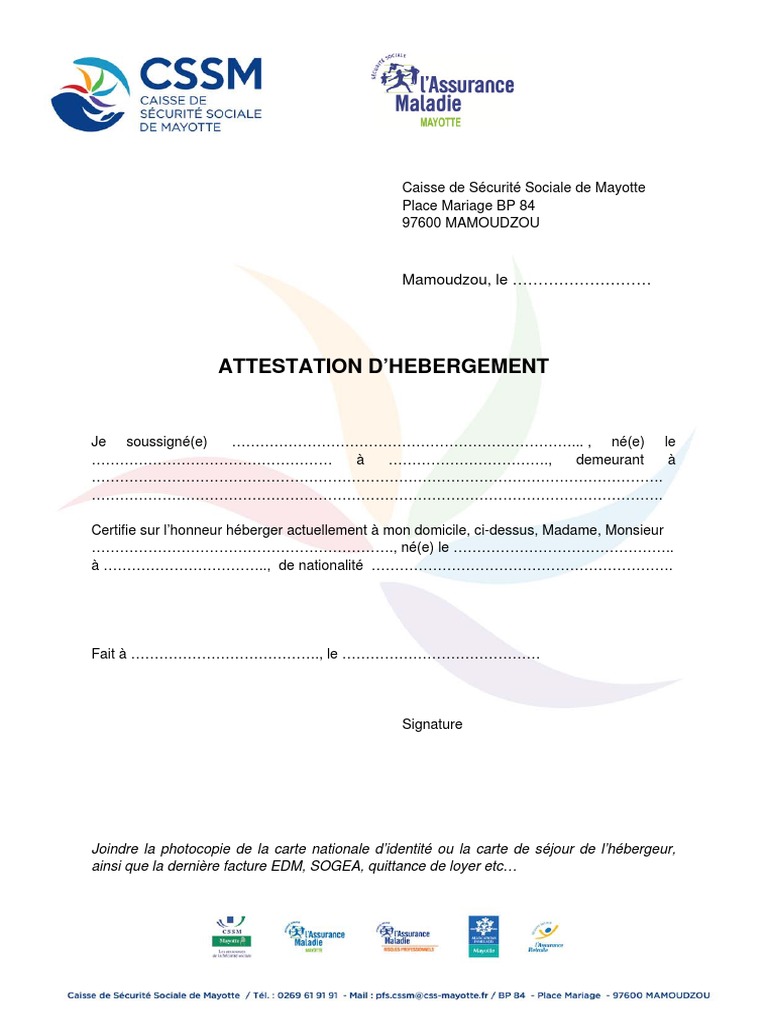 Attestation Dhebergement PDF