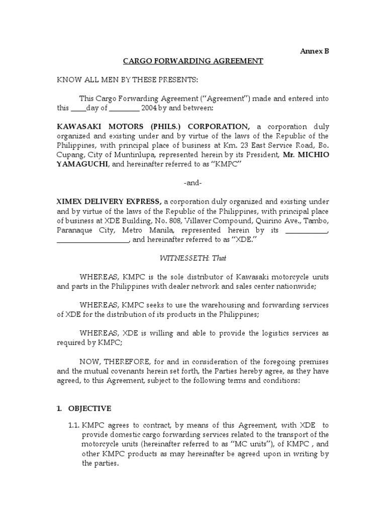 Revised Cargo Agreement PDF Indemnity Private Law