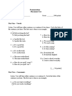 Placement - Listening Test