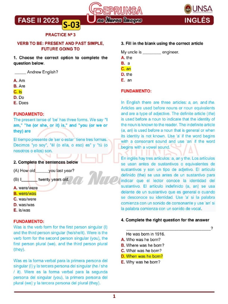 S - 03 Inglés Ceprunsa 2da Fase | PDF