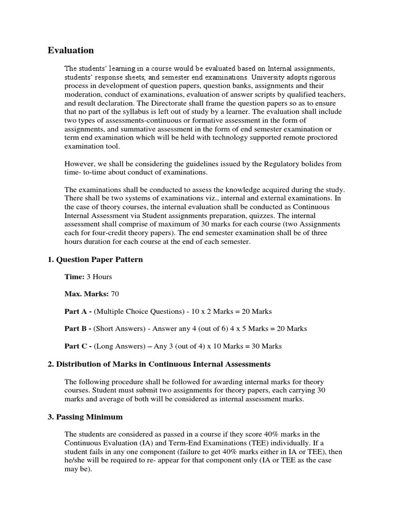 Manipal Exam Pattern and Evaluation Criteria | PDF | Educational ...
