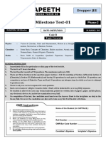 Milestone Test-01 KWK Phase-2 Dropper JEE (09!07!2023) Questions