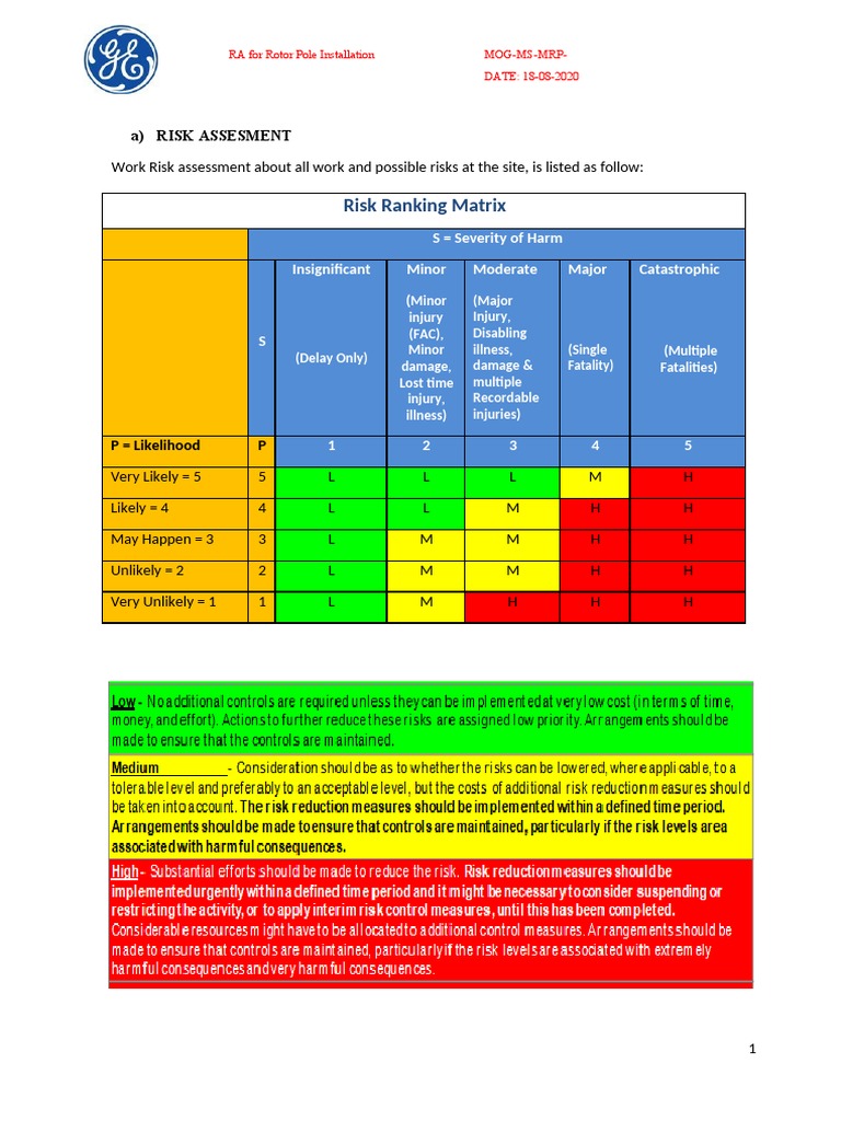 Rotor Pole Installation Risk Assessment | PDF | Scaffolding | Crane ...