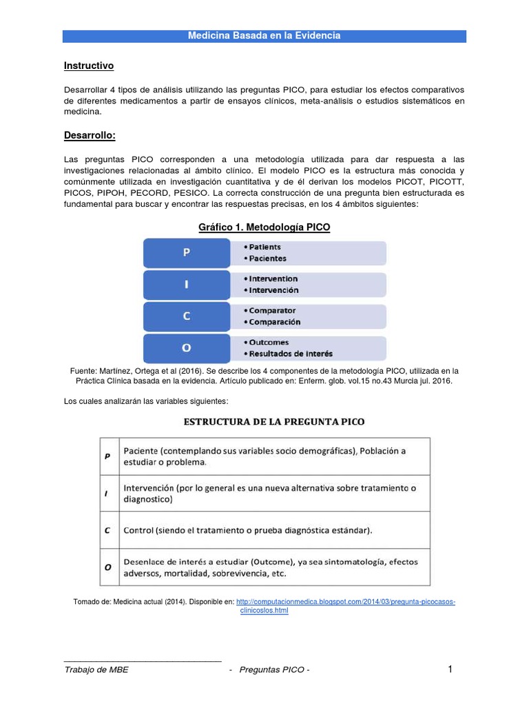 Aplicación de Metodología PICO en MBE | PDF | Evidencia basada en ...