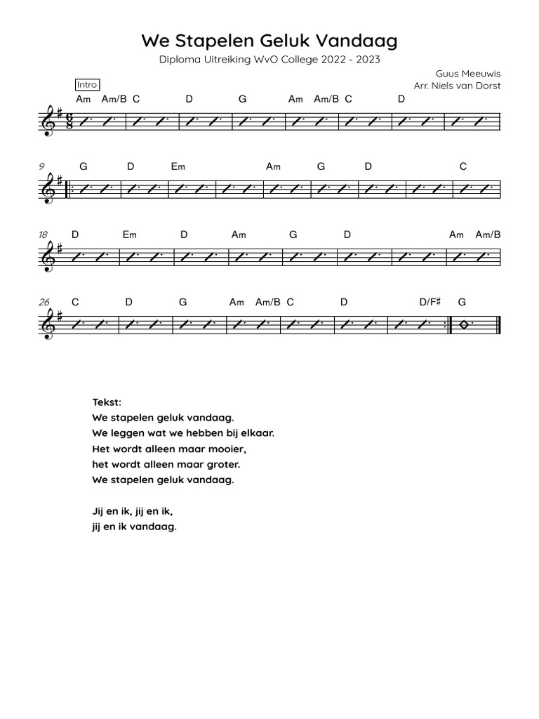 We Stapelen Geluk Vandaag - Guus Meeuwis - Full Score | PDF