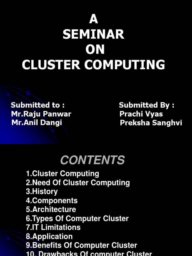 Cluster Computing Seminar Overview | PDF