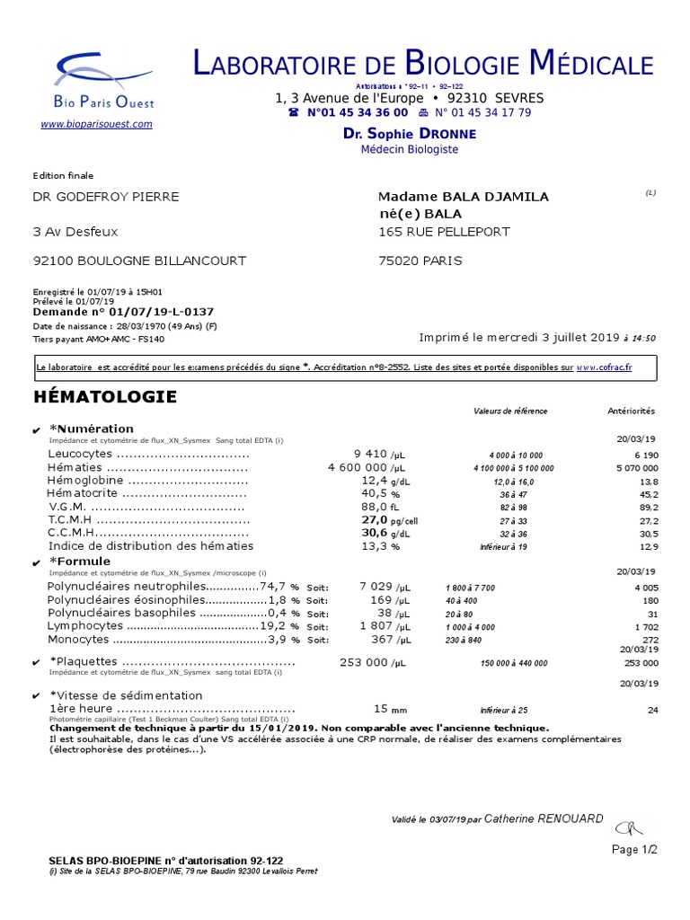 Bio20190701 B90701L0137 Mesanalyses | PDF | Physiologie | Biologie ...