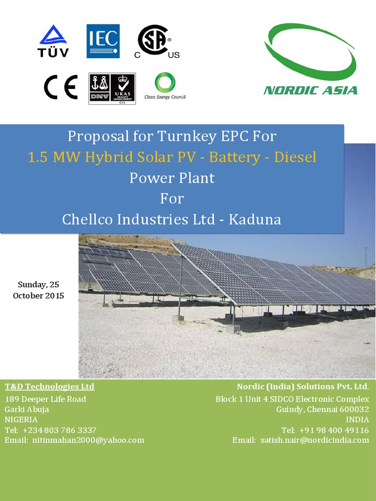 Chellco Hybrid Solar Power Proposal | PDF | Solar Power | Photovoltaic ...