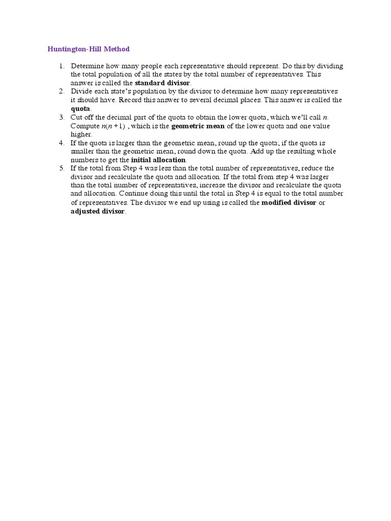 Huntington-Hill Apportionment Guide | PDF