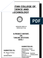 Hindustan College of Science and Technology: A Project Report ON "Online Aptitude QUIZ."