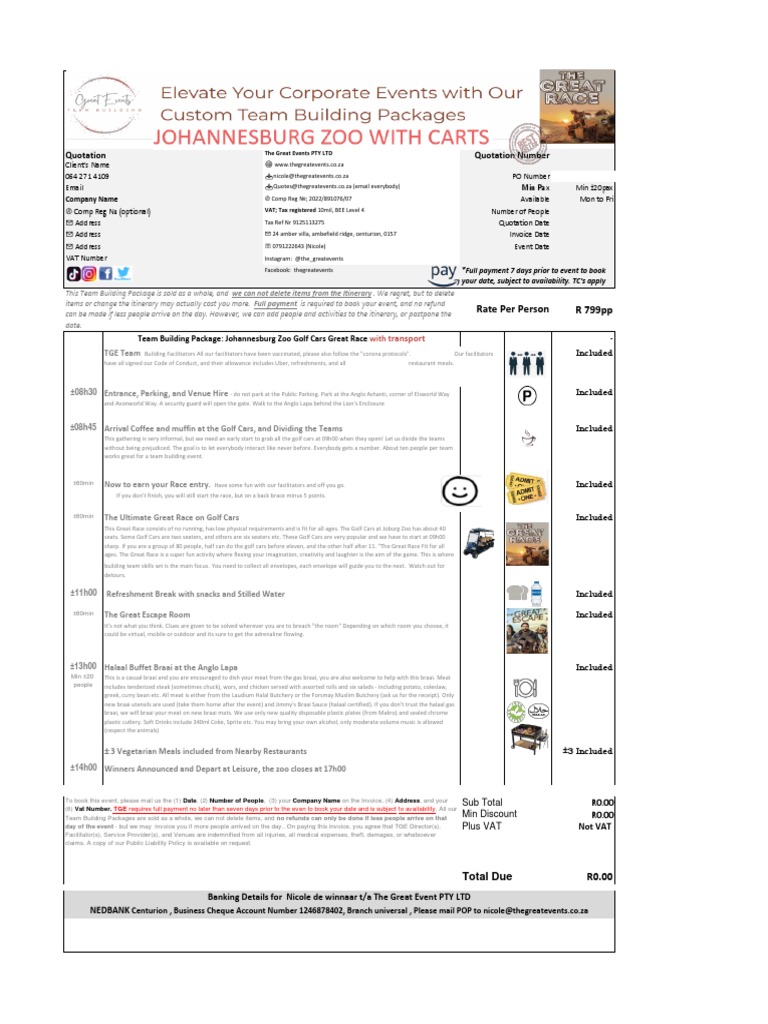 JHB Zoo With Carts New PDF Food And Drink Foods