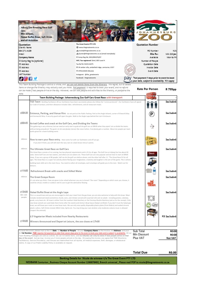 Tge JHB Zoo With Carts Tge Download Free PDF Foods Food And Drink