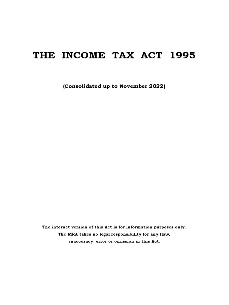 Mauritius Tax Act Consolidated November 2022 PDF Taxes Expense