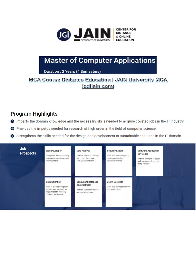 MCA Course Distance Education PDF