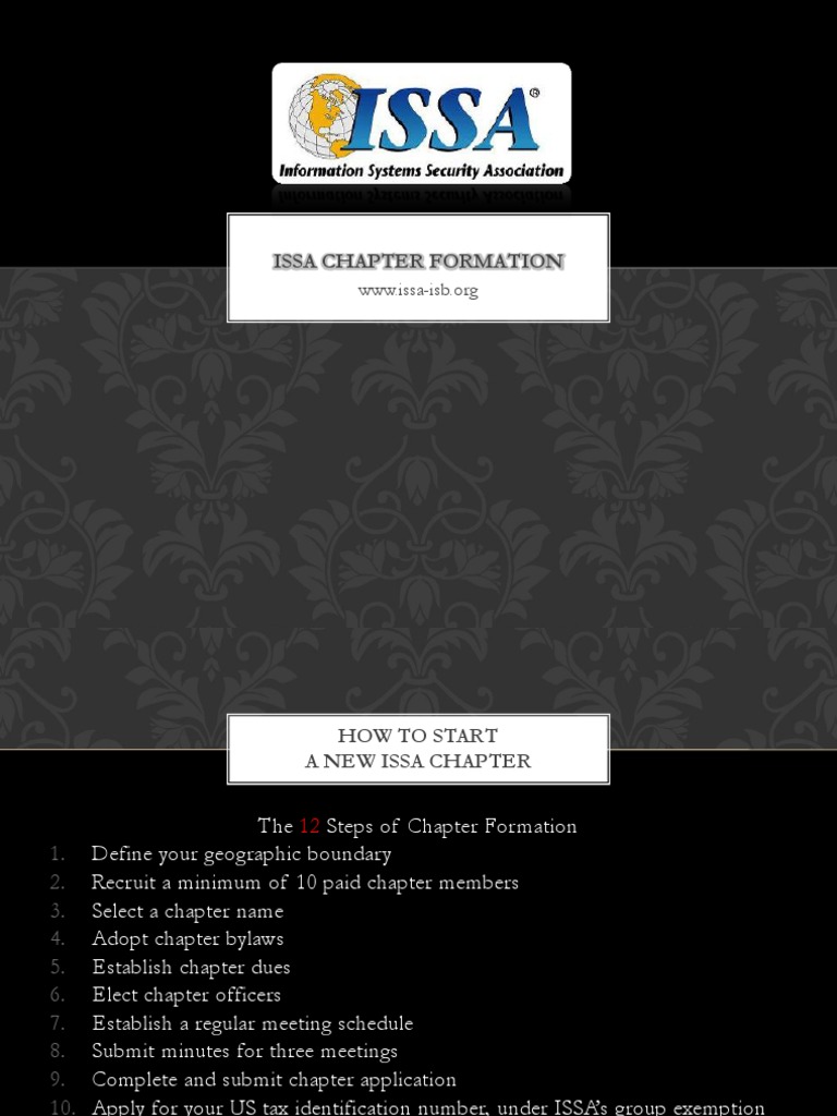 Steps to Form an ISSA Chapter | PDF | Business | Government