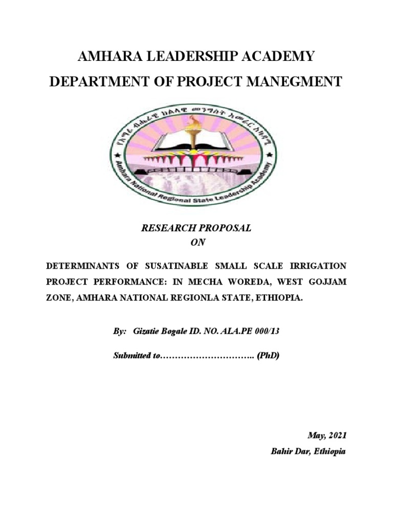 Gizatie proposal on irrigation project PDF Agriculture Irrigation