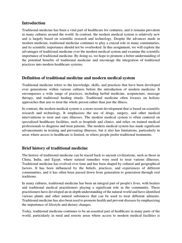 Advantages of Traditional Medicine | PDF | Medicine | Alternative Medicine