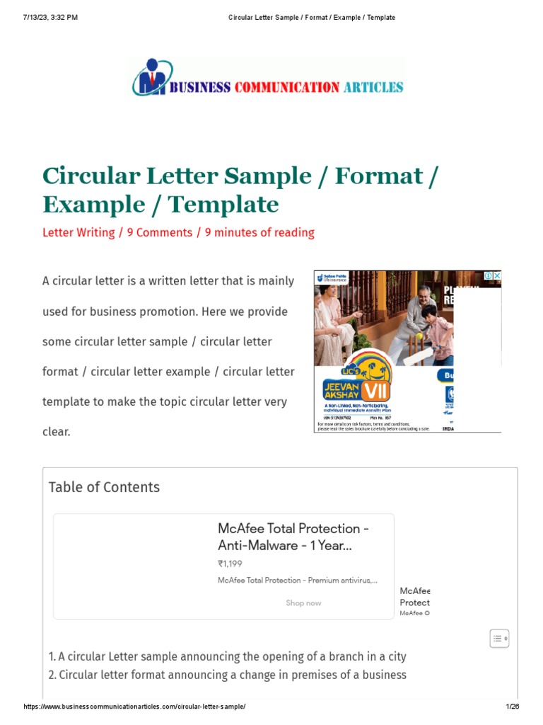 Circular Letter Sample - Format - Example - Template | PDF