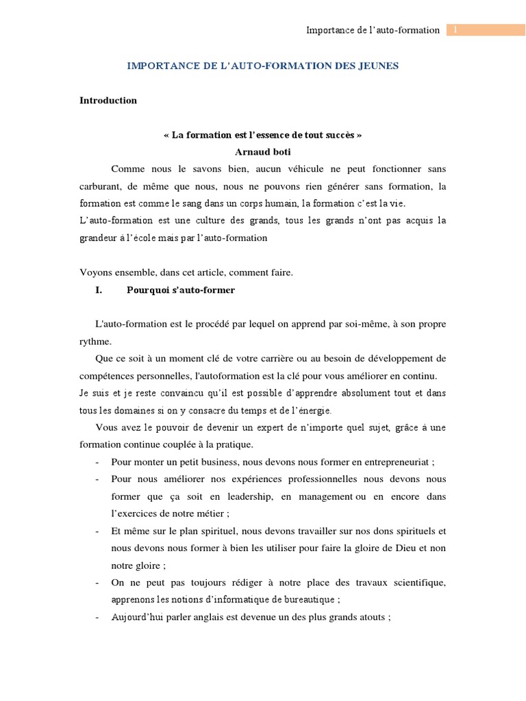 L'Essentiel de l'Auto-Formation | PDF | Apprentissage | Apprentissage ...