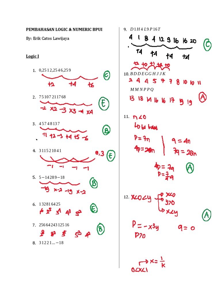 Pembahasan Soal Numeric Logic BPUI | PDF | Technology & Engineering