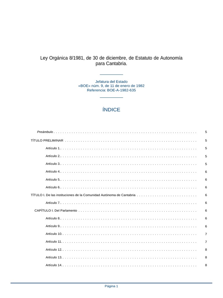 0.1. ESTATUTO DE AUTONOMÍA PARA CANTABRIA Completar e Imprimir PDF