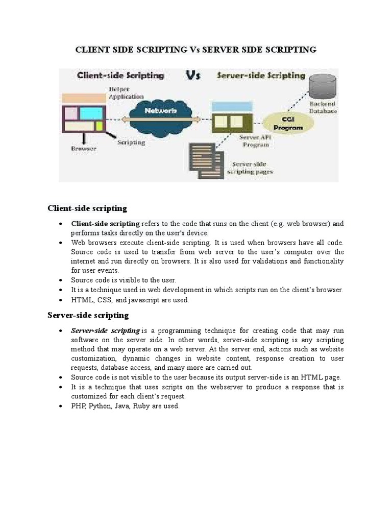 CLIENT SIDE SCRIPTING Vs SERVER SIDE SCRIPTING | PDF