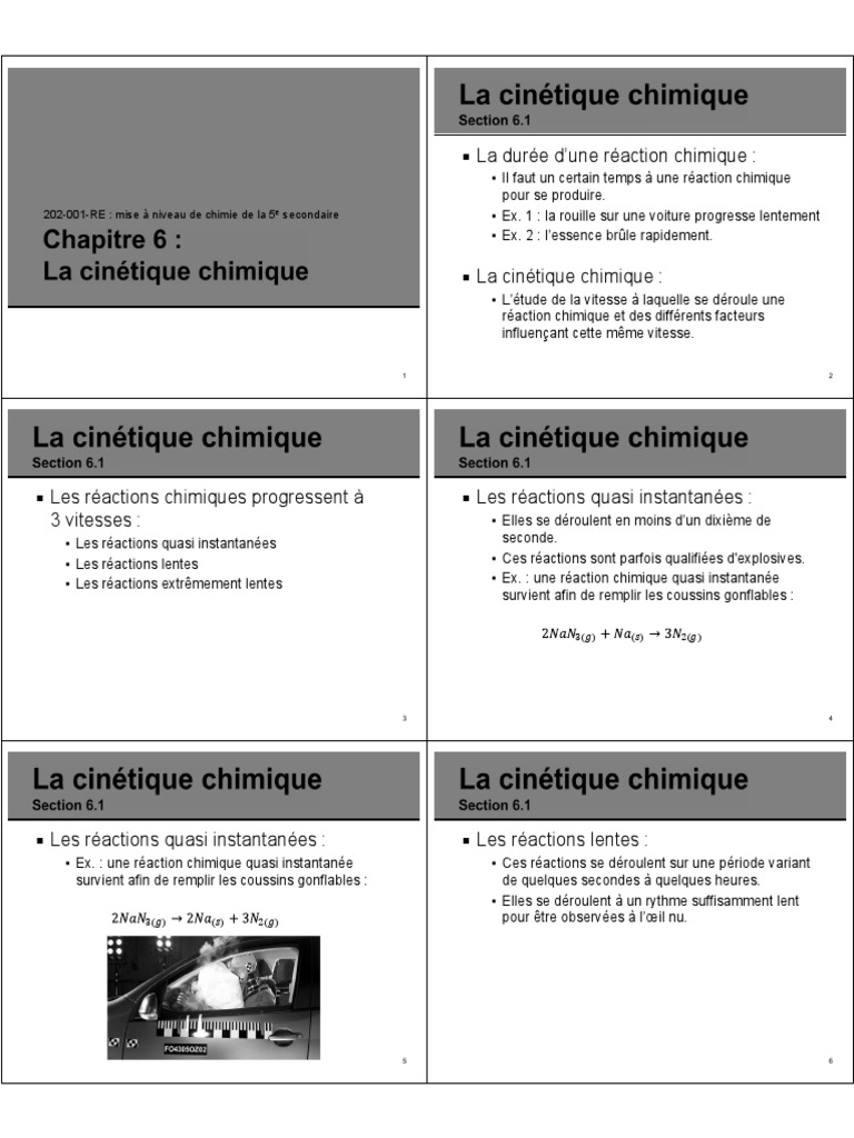 Vitesse des réactions chimiques en 5e secondaire | PDF | Catalyse ...