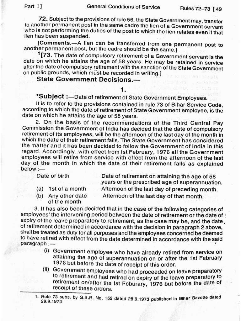 RULE73 OF BIHAR SERVICE CODE PDF Public Law Governance