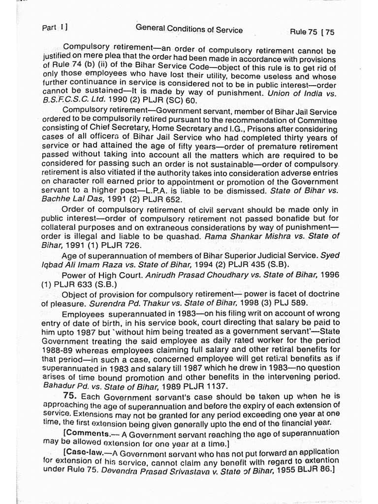Rule-75 of Bihar Service Code | PDF | Political Law | Justice