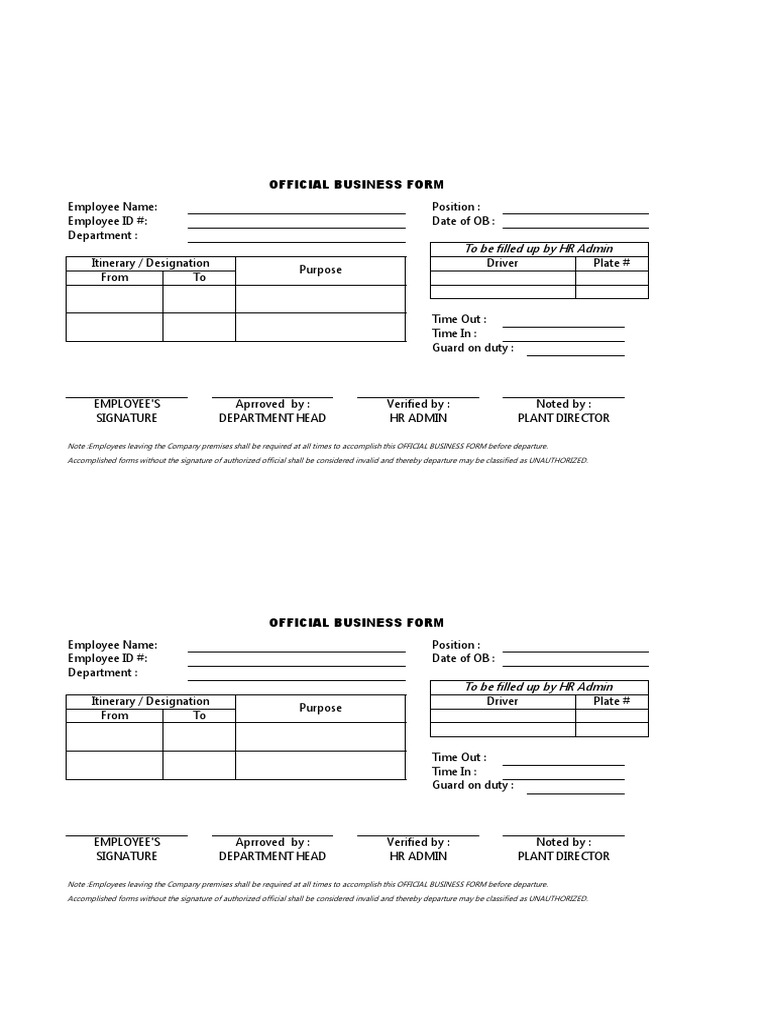 Official Business Form Template | PDF